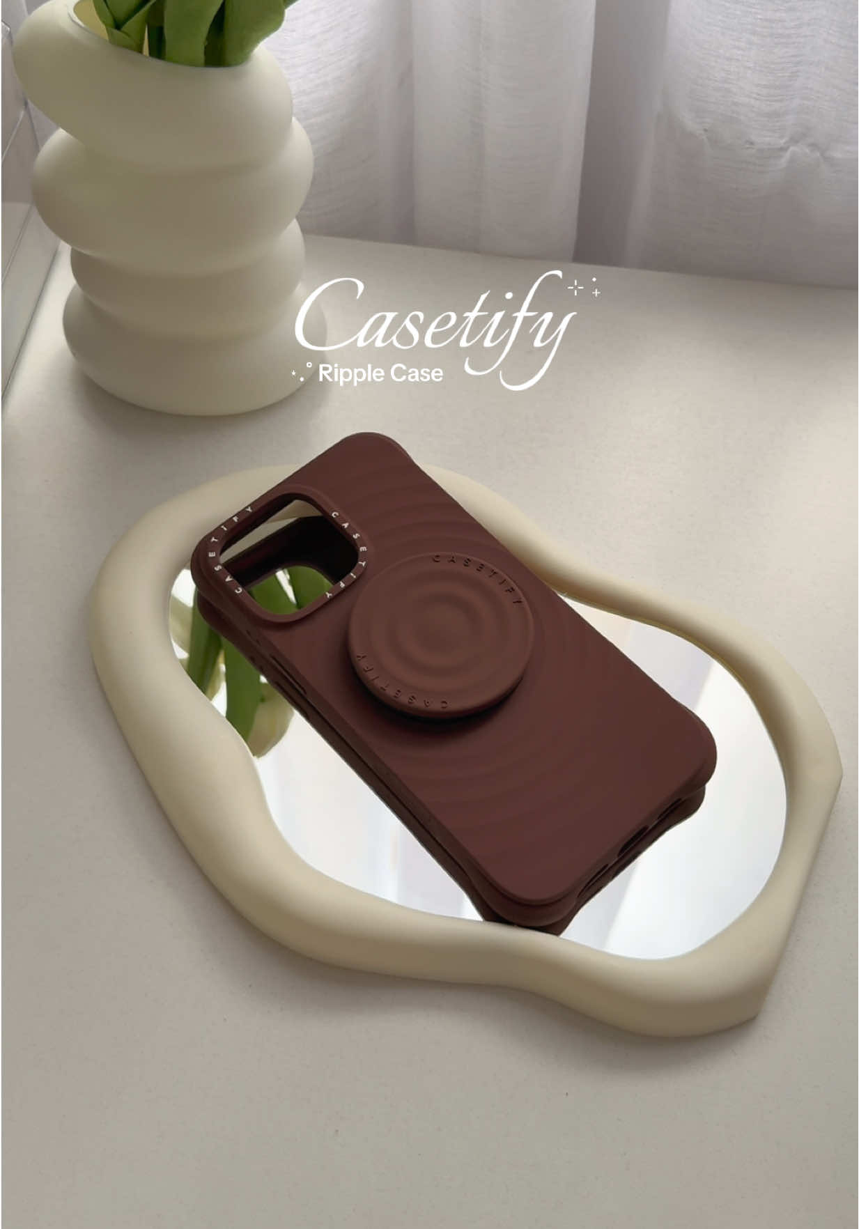 Casetify ripple case & grip stand in Cacao 🤎🫶🏻 #casetify #phonecase #iphonecase #iphone #magsafe 