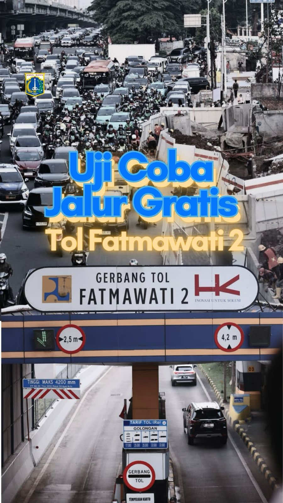Macet di TB Simatupang & Fatmawati sering bikin pusing? Mulai Senin (15/9), Pemprov DKI Jakarta coba solusi baru: jalur gratis di Gerbang Tol Fatmawati 2 setiap sore jam 17.00–20.00 WIB. Satu lajur kiri dibuka tanpa biaya khusus buat kendaraan arah Fatmawati → Lebak Bulus. Tujuannya? Buat ngurangin padatnya lalu lintas di Simatupang dan sekitarnya. Jika uji coba 5 hari ini terbukti efektif, kebijakan bisa diperpanjang sampai Oktober. Semua ini bagian dari komitmen Jakarta untuk gerak cepat merespons aspirasi warga dan cari solusi nyata di lapangan. #JakartaKotaKita #JagaJakarta