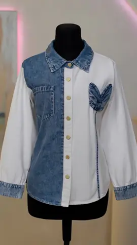 VERITA BLOUSE JEANS KOMBINASI RAYON TWILL #blousewanita #blousekombinasi #blousekekinian #OOTD #cuantanpabatas 