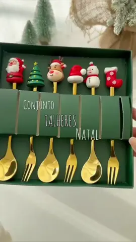 ✨🍴 Conjunto talheres tema natalino. 🎅🏻 ✅Garanta já o seu. 🛒🛍️ 📍Link na bio e comentários  #talheres #natal #shopee #tiktokviral #decoracaonatalina 
