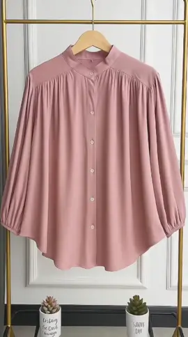 Ameena Blouse Atasan Kemeja Wanita Ruffle Rayon Twill Lengan panjang Baju Kancing Tangan Karet Busui Oversize #blousewanita #blousemurah #bajuwanita 