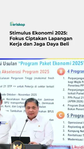 Pemerintah resmi meluncurkan paket stimulus ekonomi 2025 dengan target pertumbuhan 5,2%. Program ini diberi nama 8+4+5, mencakup delapan program percepatan, empat program lanjutan, dan lima inisiatif penciptaan kerja. “Langkah ini untuk memastikan mereka yang bekerja di sektor informal tetap memiliki perlindungan,” ujar Staf Ahli Senior Kantor Komunikasi Presiden, Fithra Faisal. Stimulus juga memberi potongan 50% iuran jaminan sosial bagi pengemudi, kurir, dan pekerja logistik. Selain itu, ada kesempatan magang untuk 20.000 lulusan universitas dengan uang saku Rp3,3 juta per bulan. “Kami ingin mencegah para lulusan baru terjebak dalam pengangguran,” tambah Fithra. Program padat karya dan Koperasi Desa Merah Putih ditargetkan menyerap jutaan pekerja. Untuk menjaga daya beli, pemerintah menyalurkan bantuan pangan 10kg beras per bulan bagi 18,3 juta keluarga dan memperluas subsidi pajak penghasilan sektor pariwisata. “Kami yakin insentif baru ini akan meningkatkan pendapatan disposabel dan mendorong ekspansi ekonomi hingga 2025,” tutup Fithra. Foto oleh BPMI Setpres/Dok #Periskop #Periskopid #Ekonomi #StimulusEkonomi #LapanganKerja    