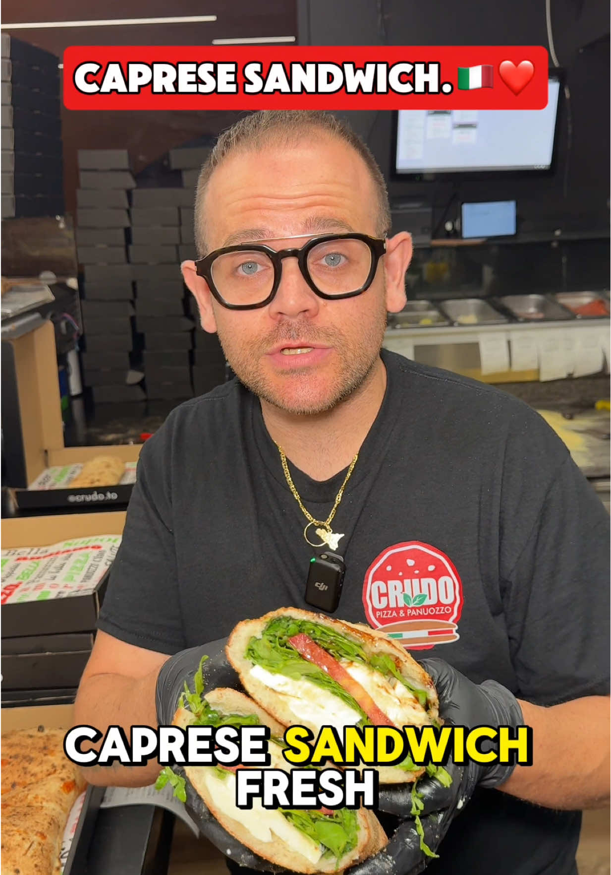 Caprese sandwich like no other! 🇮🇹Order Online & skip the line at Crudoto.com Crudo Pizza & panouzzo 📍1451 Royal York rd, Toronto #pizza #sandwiches #pizzamaker #chef #italiantiktok