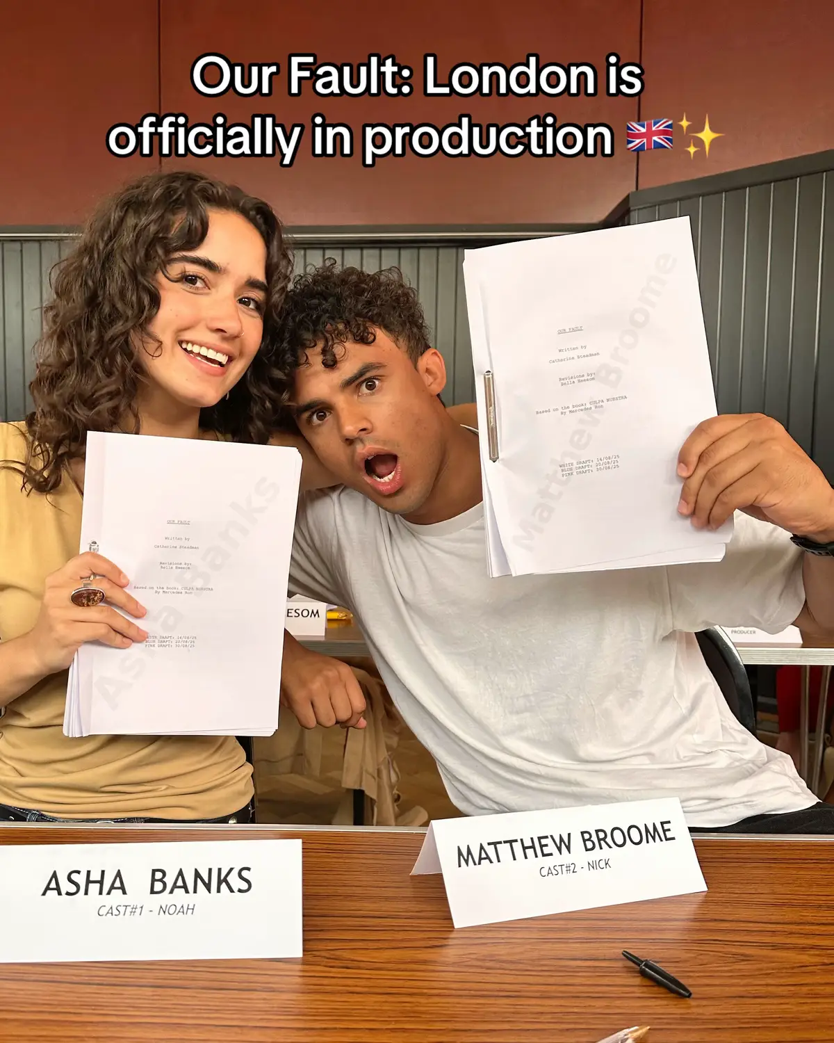 is that a new script I see? 👀 #ourfaultlondon is officially in production ✨🇬🇧 #myfaultlondon #ashabanks #matthewbroome #primevideo @asha banks @mattbroome3 