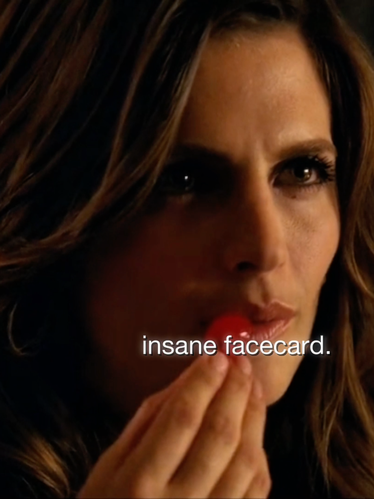 oh stana katic the woman that you ARE. hair, facecard, outfit and makeup always ate #katebeckett #stanakatic #castle #facecard #glorybox #beauty #fyp #viral