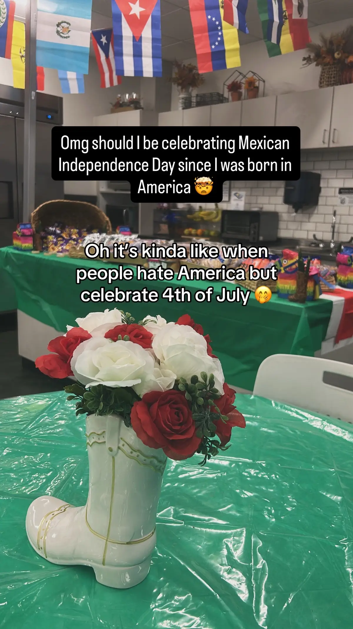 Make it make sense… might get hate but cmon let’s just get along 🤗  #mexicanindependanceday #america #merica #mexican 