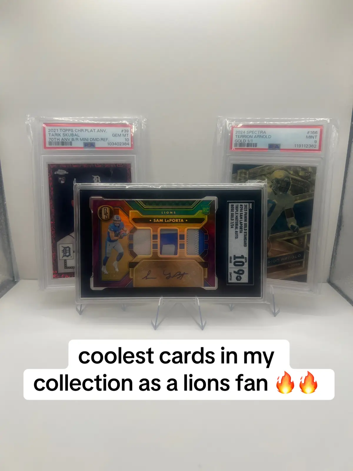 didn’t even show them all, got some downtowns and low numbered autos at PSA 😭 #lions #detroitlions #football #collection #fyp 