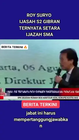 #beritaterkini🔥 ROY SURYO IJAZAH S2 GIBRAN TERNYATA SETARA IJAZAH SMA 