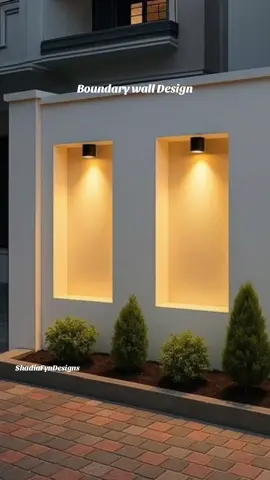 Boundary wall design for the front yard ✨💫 #exteriordesign  #trending #modernarchitecture  #buidingconstruction  #shadiafyndesigns 
