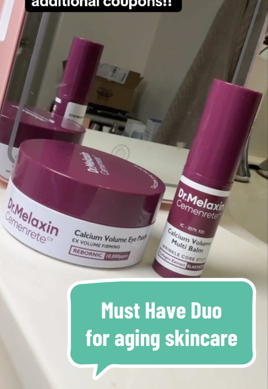 This Calcium Duo from @Dr.Melaxin Global is a must for those of us over 40 with signs of aging like wrinkles, elasticity & firmness loss. Check it out for yourself!! #drmelaxin #calciumbalm #collagen #drmelaxincareduo #eyepatches 