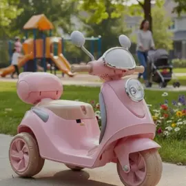 Mini Moto Motoca Motinho Elétrica Triciclo Infantil Scooter 6V Rosa Retro Luz Som Música e Baú Menina #acheinashopee🧡 