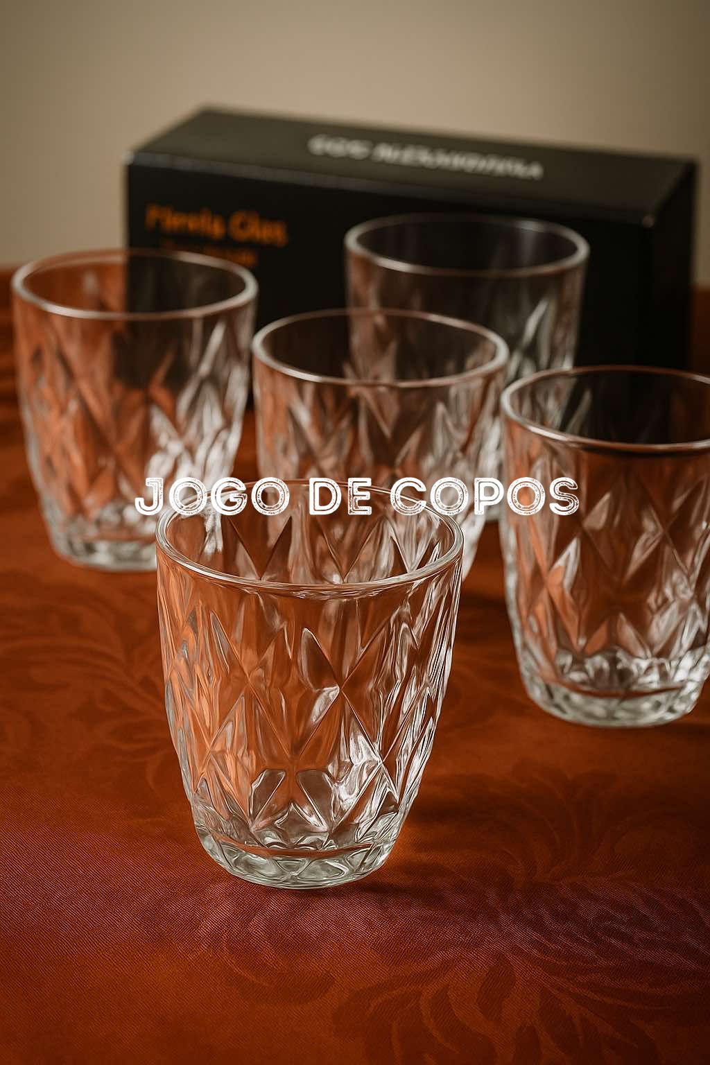 Jogo 6 Copos Baixos Diamond 300ml Vidro Grosso Diamante Luxo#copos #casa #compras #tiktokshop 