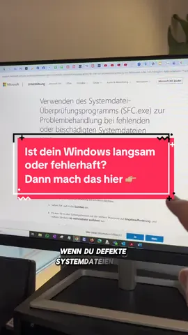 Ist dein Windows langsam oder fehlerhaft? Oft liegt’s an beschädigten Systemdateien. Genau hier hilft dir das Systemdatei-Überprüfungsprogramm (sfc.exe) in Kombination mit DISM. 👉 So gehst du vor: 1️⃣ sfc /scannow – überprüft und repariert fehlende/beschädigte Dateien. 2️⃣ Falls Fehler bleiben: DISM /Online /Cleanup-Image /RestoreHealth Das repariert das Windows-Abbild. ✅ Ergebnis: Ein stabiles, sauberes Windows-System – ohne Neuinstallation. Perfekt für Admins, IT-Support & Power-User!  #microsofttips #WindowsTipps #SFC #DISM #windowstips 