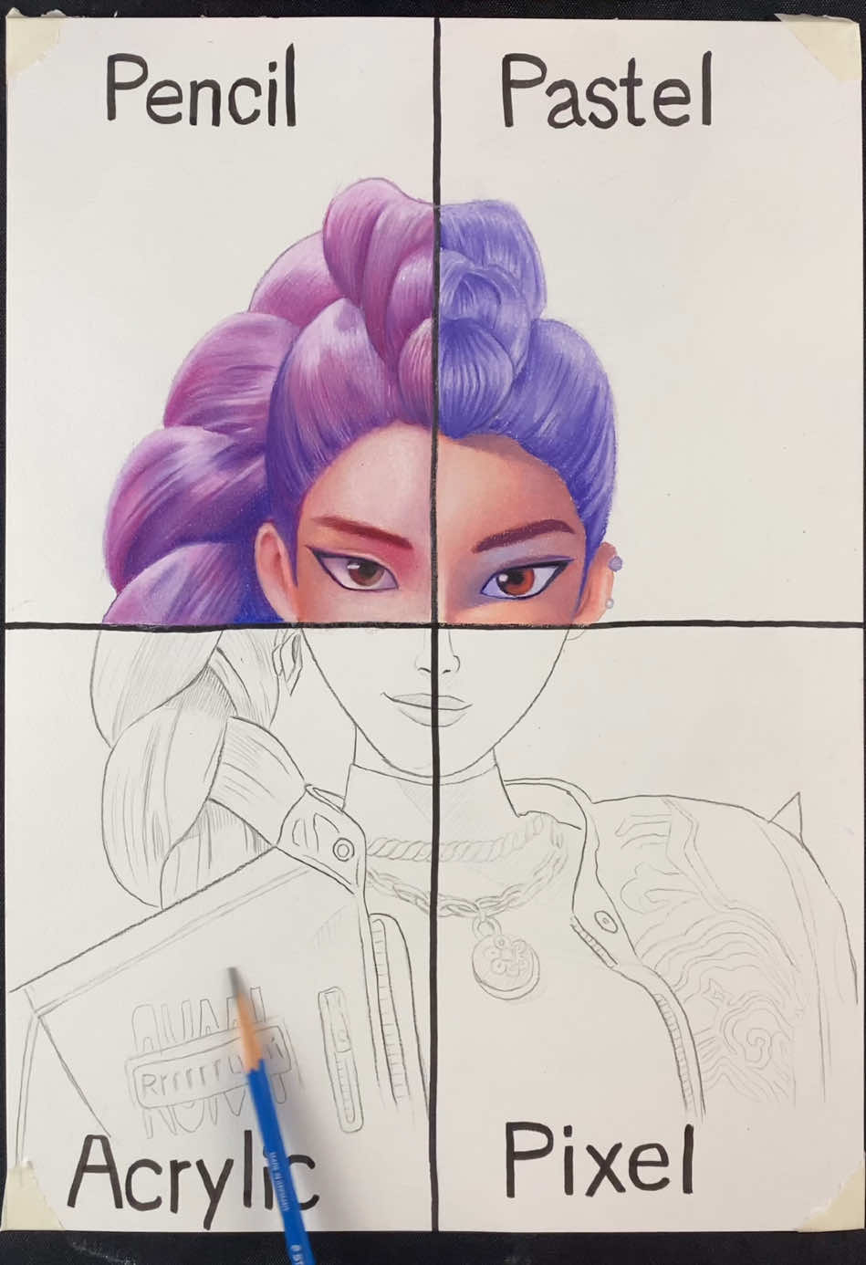 Replying to @the Iffah's ASMR Drawing Rumi From Kpop Demon Hunters #coloredpencil #coloring #satisfyingart #asmr 