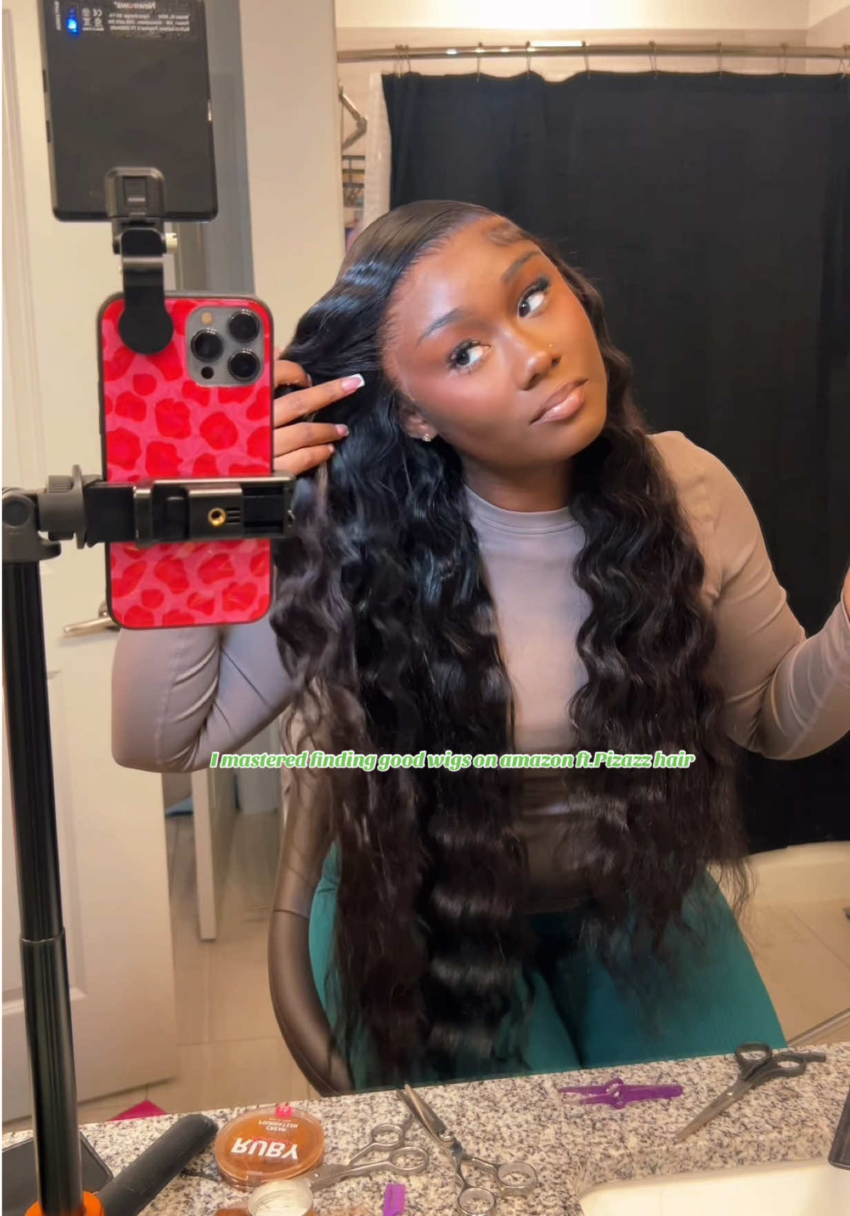 how cuteee💞💞 13x6 HD lace frontal wig 26 inch is pre plucked pre bleached natural hairline   @pizazz_hair_amazon @Pizazz Wig Amazon  #pizazzhair #pizazzhairamazon #pizazzwigamazon #amazonwigs #trending 