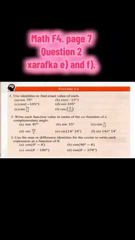 📘 Mathematics – Form 4 Instructor: Mr. Abdullah Yariisow Topic: Exercise 1.1 (Page 7) – Question 2 (a ➜ f) Ardayda qaaliga ah, maanta waxaan ka shaqaynaynaa Q2 (a ilaa f). ✍️ #Form4 #Mathematics #Exercise1_1 #MrAbdullahYariisow #Xisaab