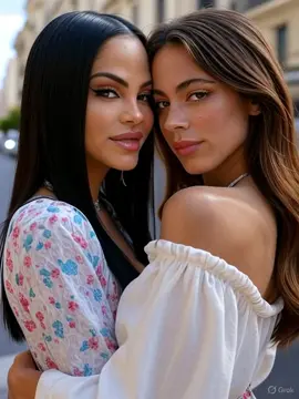Natti Natasha x Tini Stoessel lesbian kissing 1 #AI #AIart #AIvideo #yuri #lesbian 