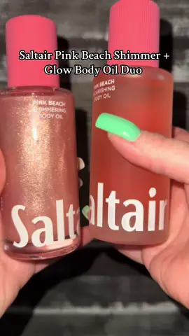 Saltair Pink Beach Shimmer + Glow Body Oil Duo - Shimmering Body Oil + Nourishing Body Oil. #saltair #bodyoil #shimmerbodyoil #saltairpinkbeach 