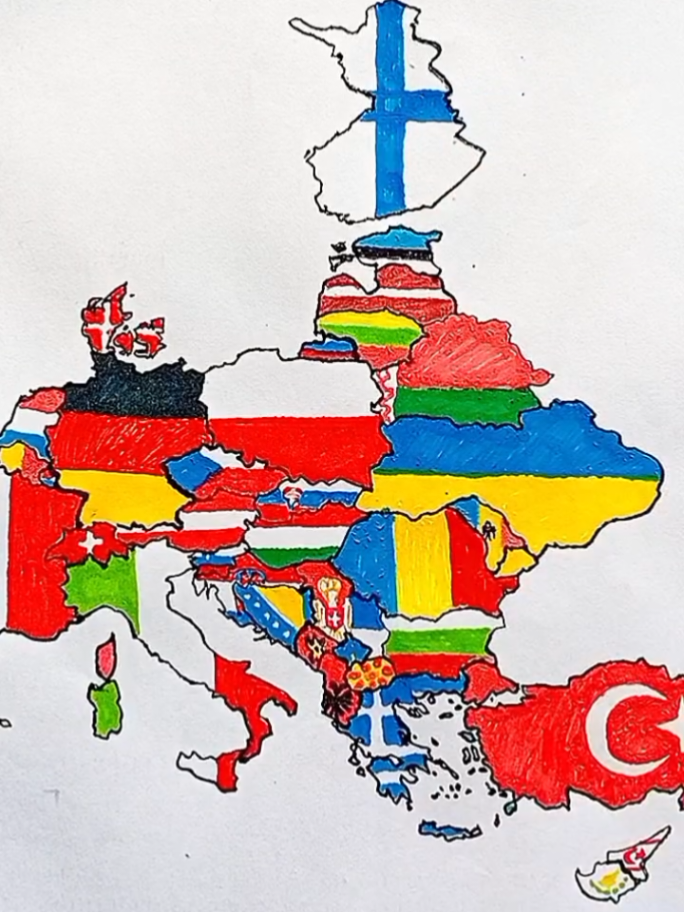 Draw Flag Map of Finland 🇫🇮, Sweden 🇸🇪 and Norway 🇳🇴 #finland #sweden #norway #flags #scandinavia 