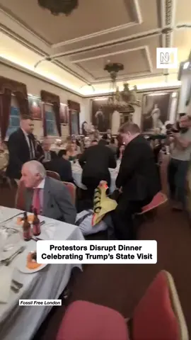 Activists from Fossil Free London disrupted a Republican Overseas UK dinner in Windsor celebrating Donald Trump’s state visit. The event took place at the Guildhall, just minutes from Windsor Castle where Trump is being hosted by King Charles. Protesters chanted “if you drill baby drill, how many will you kill?” and held banners reading “oily money kills” before being removed. Some were slapped and punched by attendees. Director Robin Wells said Trump’s fossil-fuel agenda could “kill billions”, citing warnings from the insurance industry that climate breakdown could leave almost half the world’s population dead by 2050. The protest comes as the UK government prepares a decision on the Rosebank oil field, and days before a mass London demonstration against Trump’s visit.