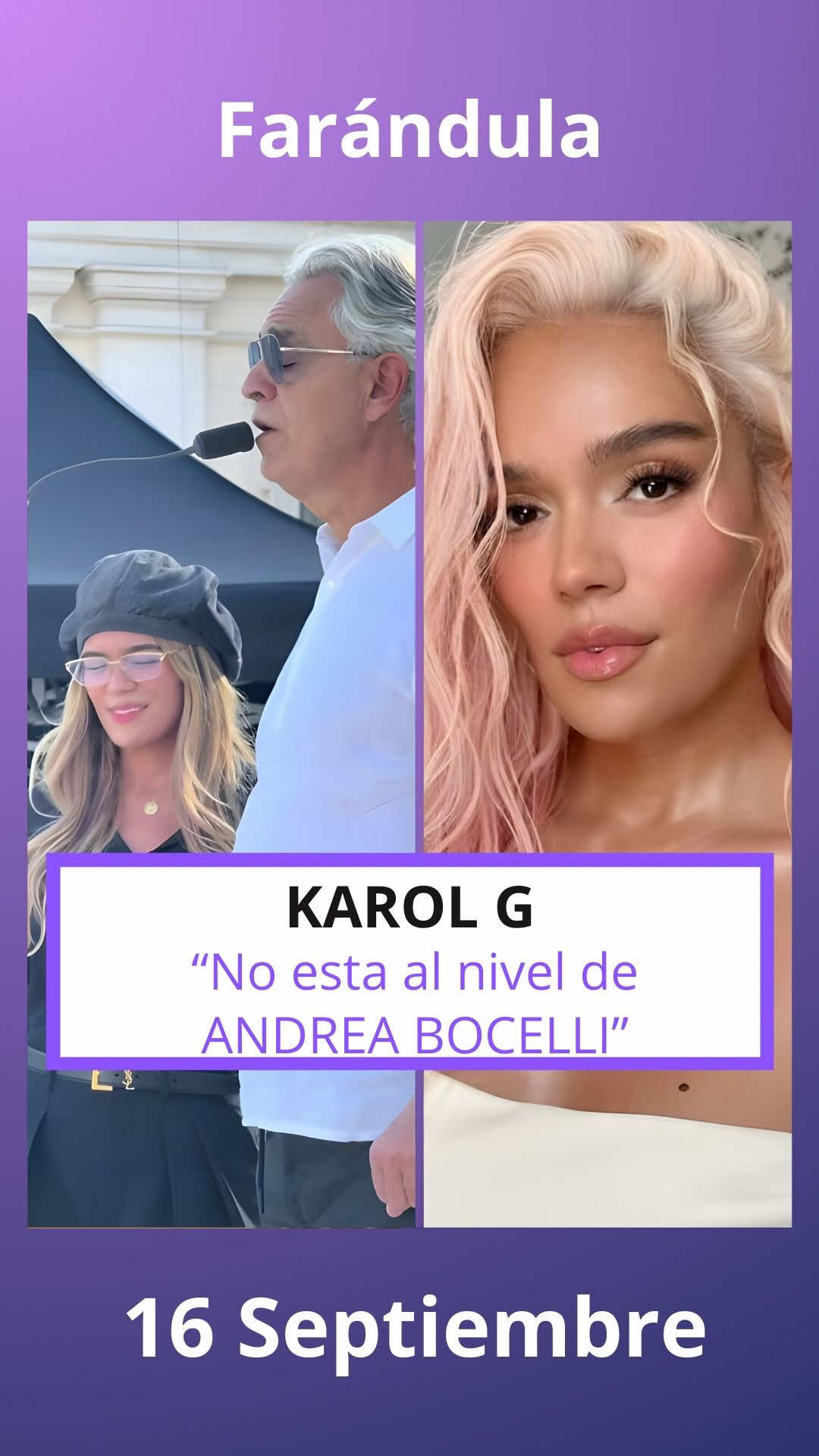 Karol G no está a la altura de ANDREA BOCELLI #andreabocelli #karolg 