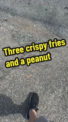 Three crispy fries 🍟 and a whole peanut 🥜 