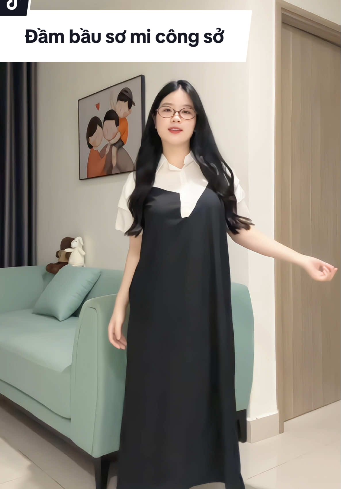 Đầm bầu sơ mi công sở dáng suông basic #mebau #vaybau #vaybauxinh #dambau #dambauxinh 