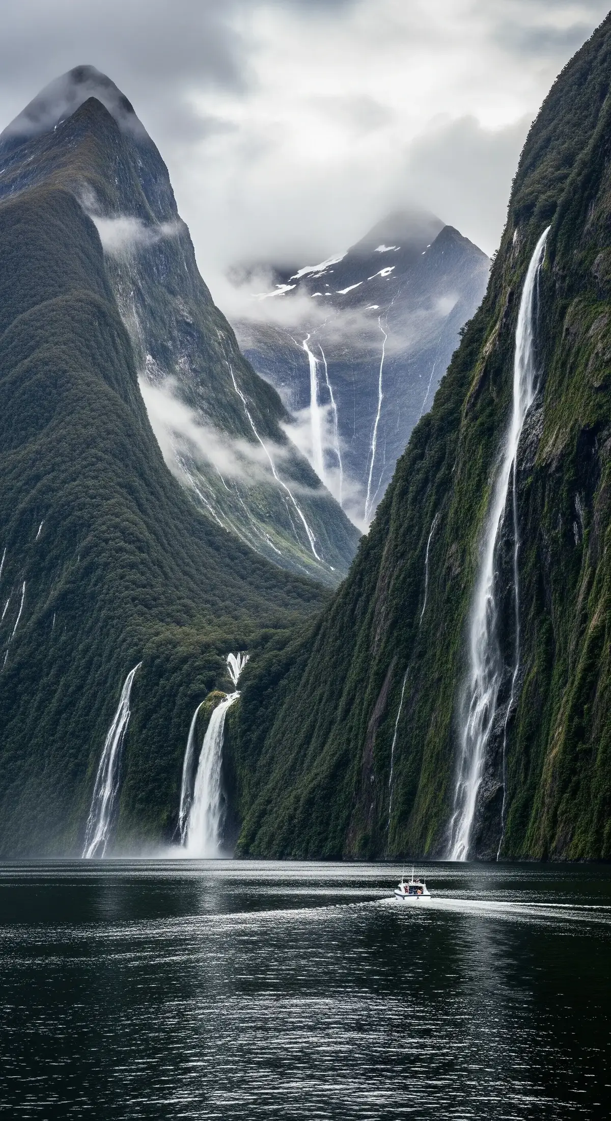 This is where legends are born. 🏔️ Waterfalls, cliffs, and endless green—Fiordland’s raw, beating heart. #NewZealand #waterfall #Nature #EpicViews #fyp 