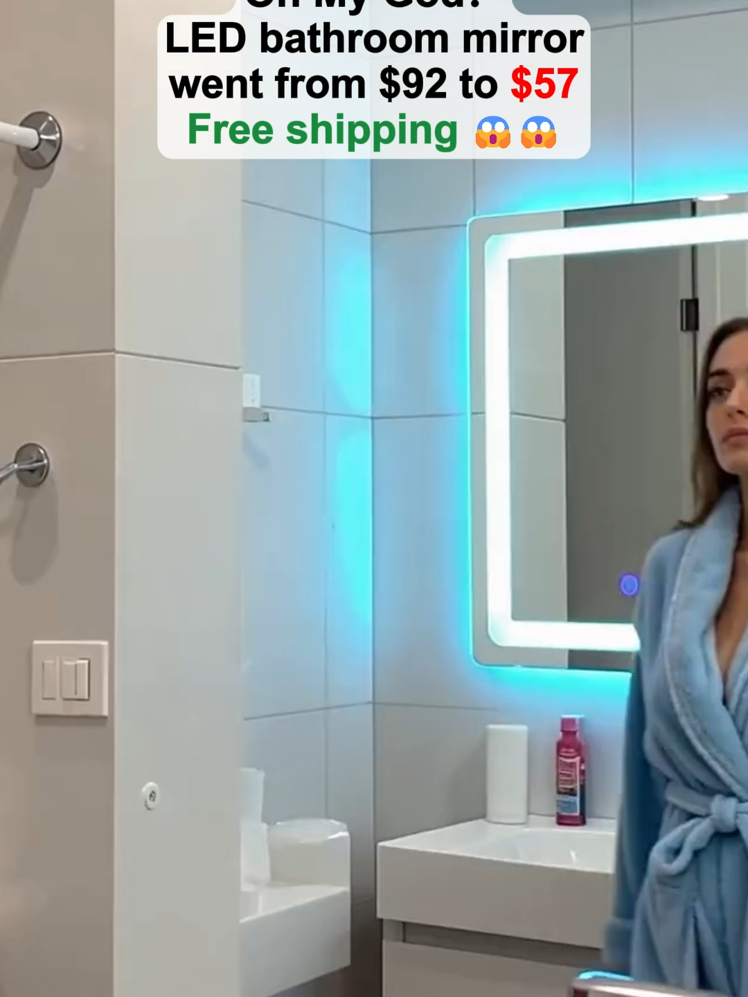 LED bathroom mirror only $57 ！！！ #sweetfurniture #tiktokmademebuyit #bathroommirror #ledbathroommirror #mirror #ledmirror