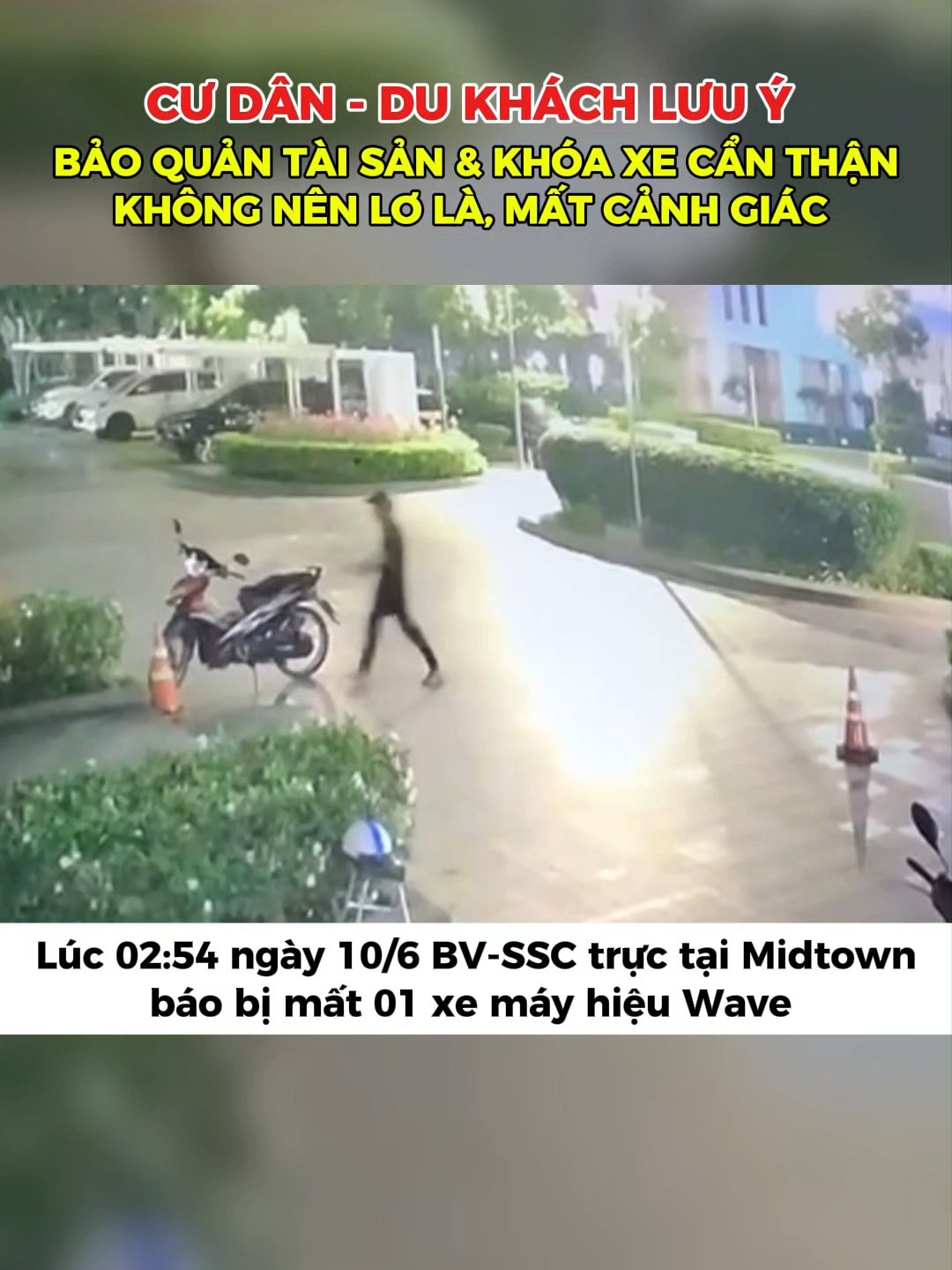 Cư dân và du khách lưu ý: Bảo quản tài sản và khóa xe cẩn thận, không nên lơ là mất cảnh giác. Phú Mỹ Hưng nổi tiếng là nơi an ninh tốt và an toàn, nhưng nếu mn không tự quản lý tài sản cẩn thận thì cũng rất dễ để các đối tượng xấu trộm cắp. #phumyhung #anninhphumyhung