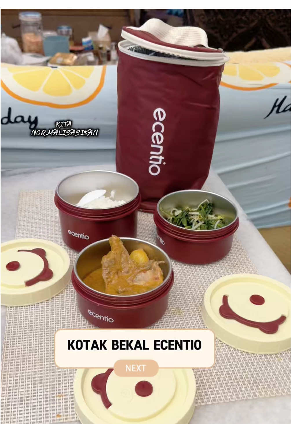 Kotak bekal Ecentio susun 3+tas udah anti tumpah dan BPA free#ecentio #ecentiolunchbox #kotakbekal #lunchbox 
