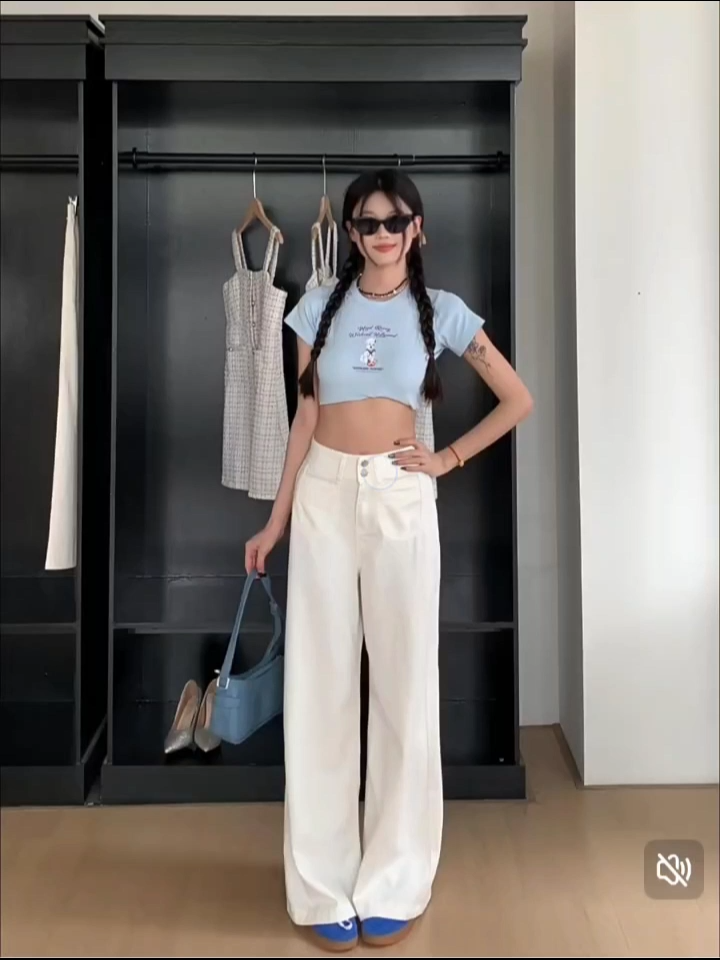 #restock #white#denim #widelegpants #Loose #drape #Jeans #Highwaist #plussize #fashion #OOTD