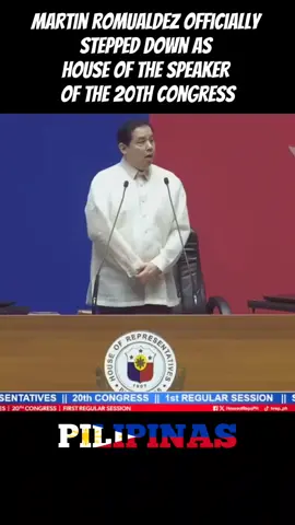 WATCH: Leyte 1st District Representative Martin Romualdez officially stepped down as House Speaker of the 20th Congress.  