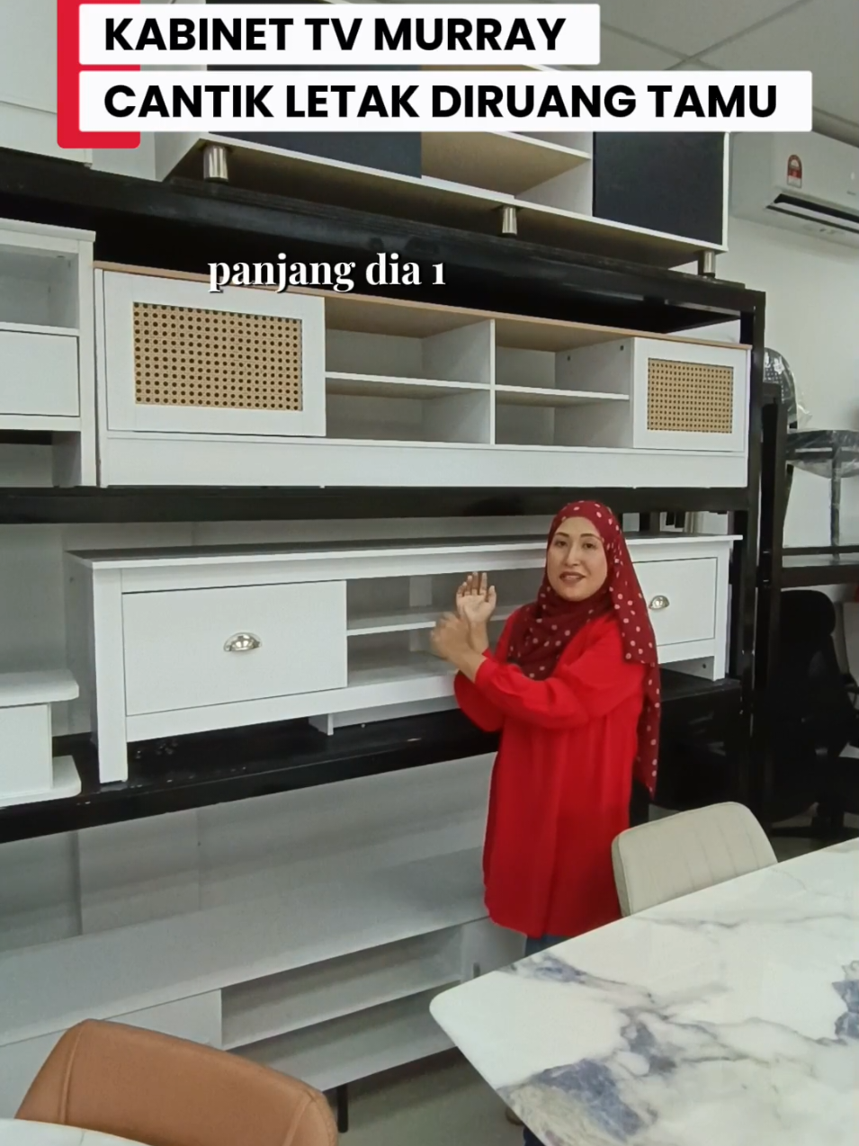 Kabinet TV Murray.kabinet tahan lasak sesuai deco di ruang tamu atau bilik homestay.kabinet dua berlaci.grab di beg kuning skg ada promotion   #kabinettv #kabinetmurray #kabinetTvdrawer #kabinetbajet #fypviralシ   