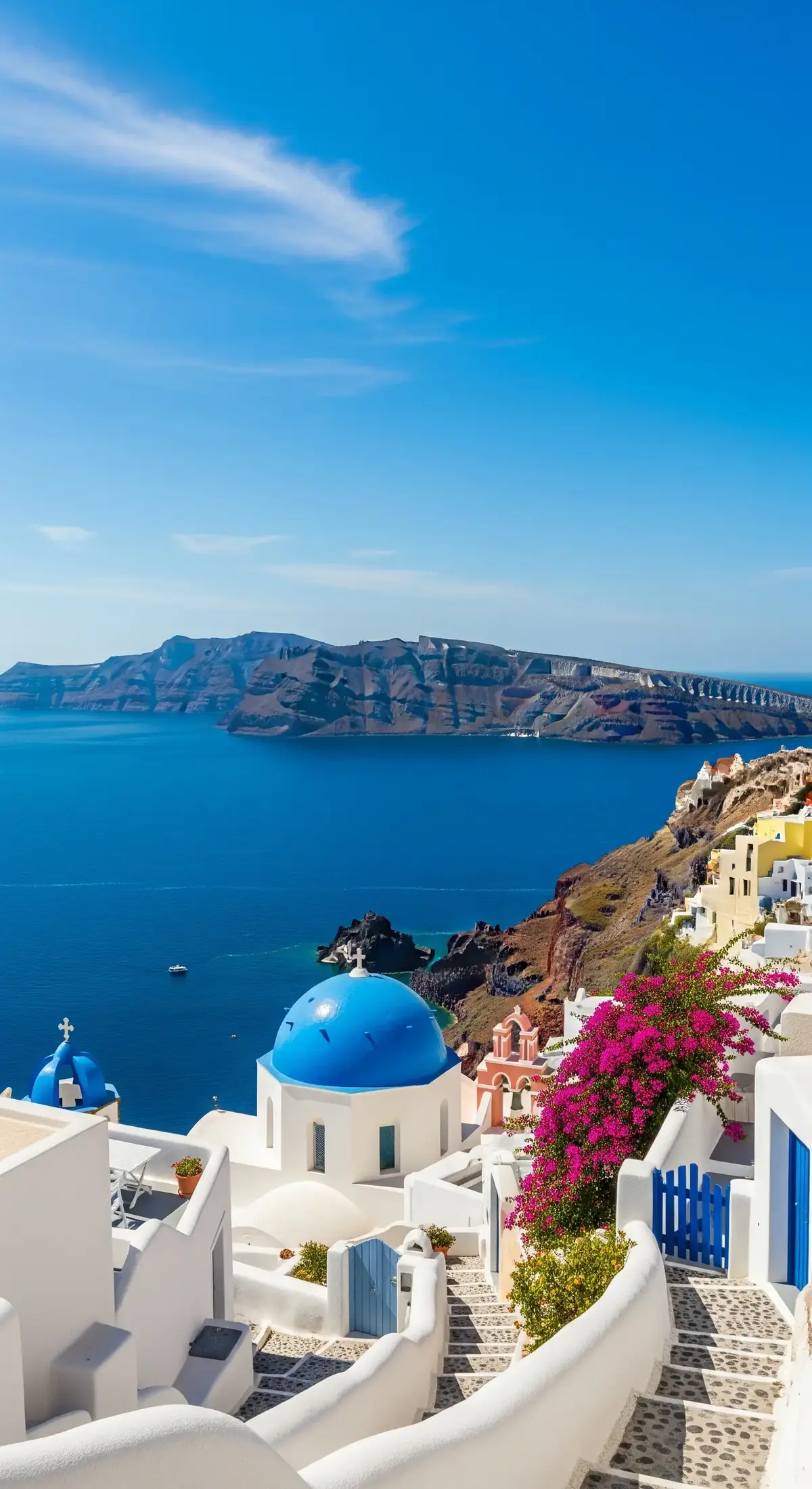 Where the cliffs hold secrets and the sea holds dreams. 🌊 Santorini’s magic never fades. #Santorini #GreeceTravel #Caldera #BlueAndWhite #fyp 
