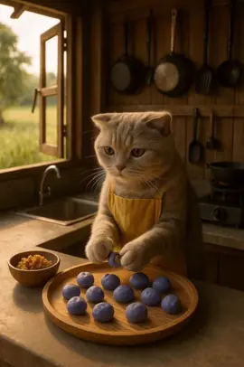 ขนมต้มอัญชัน🥥#cat #catlover #asmr #แมว #catvideo 