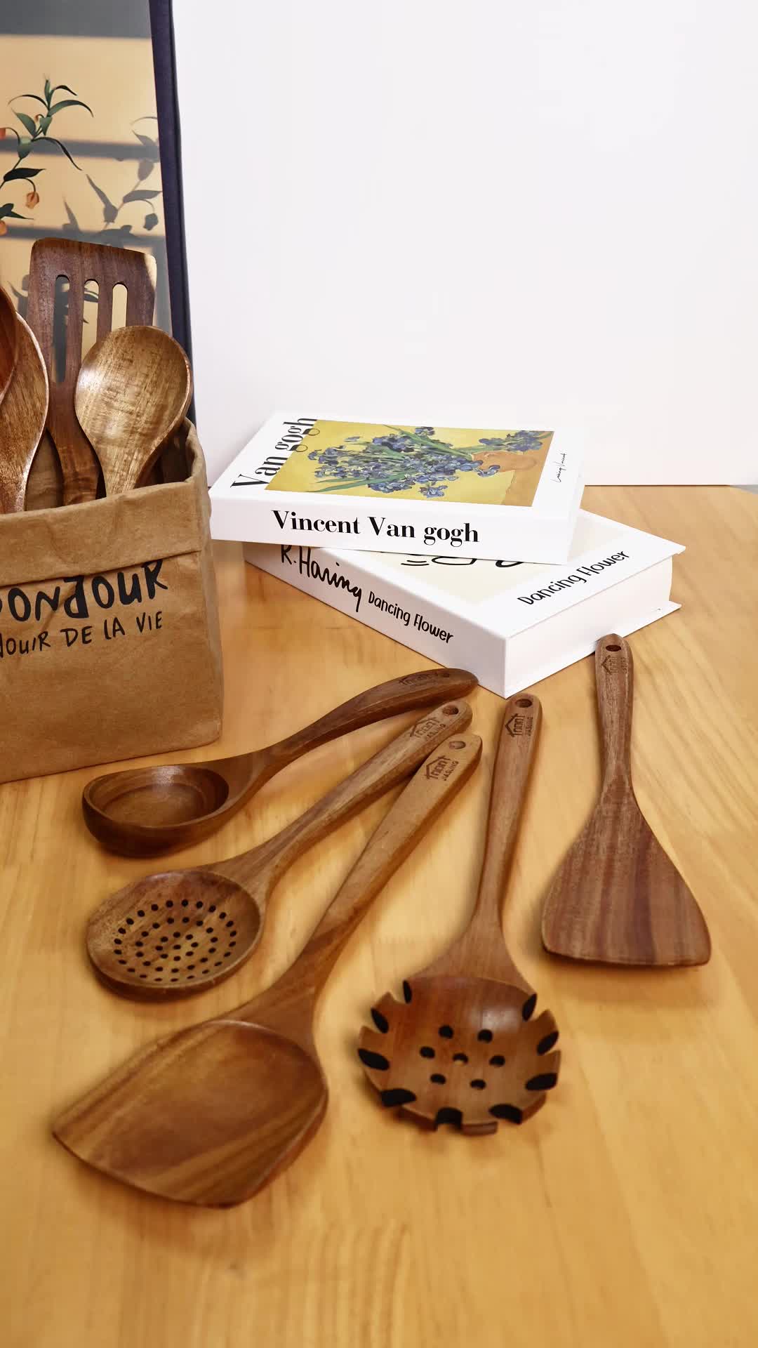 5-Piece Premium Wood Kitchenware Set with Ergonomic Handles - Includes Spoon, Tablespoon and Sauté Spatula, Heat-resistant, Easy-to-Clean, Durable Cooking Tools for Non-Stick Pans Utensils Wooden #kitchenmusthaves #cookware #potsandpans #cookingtools #kitchenutensils #culinarytools #cookingessentials #nonstickcookware #cookingutensils #cookingmusthaves