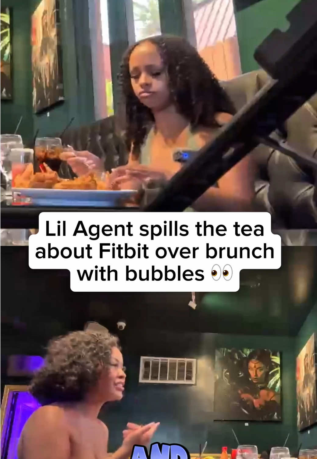 Lil Agent spills the tea on Fibit over brunch with bubbles 👀 #lilagent #ddg #fitbit #bubbles 