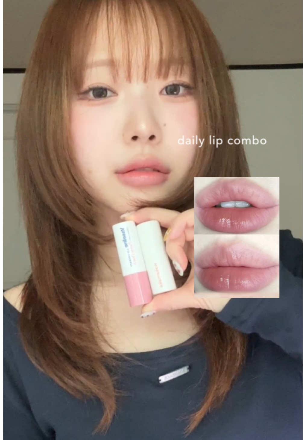 #fyp #lipcombo  * 웨이크메이크 소프트 블러링 밤 스틱 02  * 바세린 립 테라피 컬러 플러스 프리티피치 * 오드타입 언씬 벌룬 틴트 332
