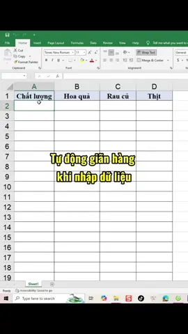 Cách Tự Động Giãn Hảng Khi Nhập Dữ Liệu Trong Excel 🌟 #excel #exceltips #LearnOnTikTok #viral 