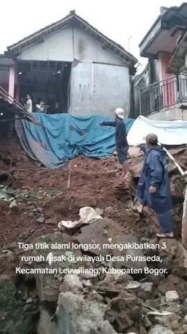 Dilanda hujan deras 3 titik di wilayah Desa Puraseda, Kecamatan Leuwiliang, Kabupaten Bogor, mengakibatkan longsor hingga 3 rumah mengalami kerusakan.  Diuyur hujan dengan intensitas tinggi. Akibatnya, tebing di  belakang rumah warga tidak mampu menahan beban air dan mengalami longsor. Material longsor berupa tanah juga bebatuan, menuruni tebing menimpa jalan utama dan beberapa rumah warga. #viraltiktok #viralvideo #viral #fyp #fyppppppppppppppppppppppp 