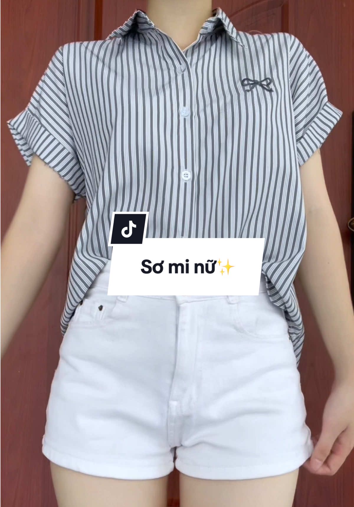 Áo sơ mi nữ ngắn tay dáng rộng thêu nơ ✨#aosomi #sominu #somikesoc #xh 