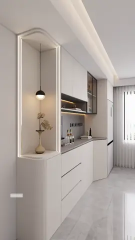 Thiết kế tủ bếp phụ kịch trần hiện đại vừa trang trí đồ yêu thích vừa đẹp sang #noithatnhabep #decorphongbep #noithatbhcom 