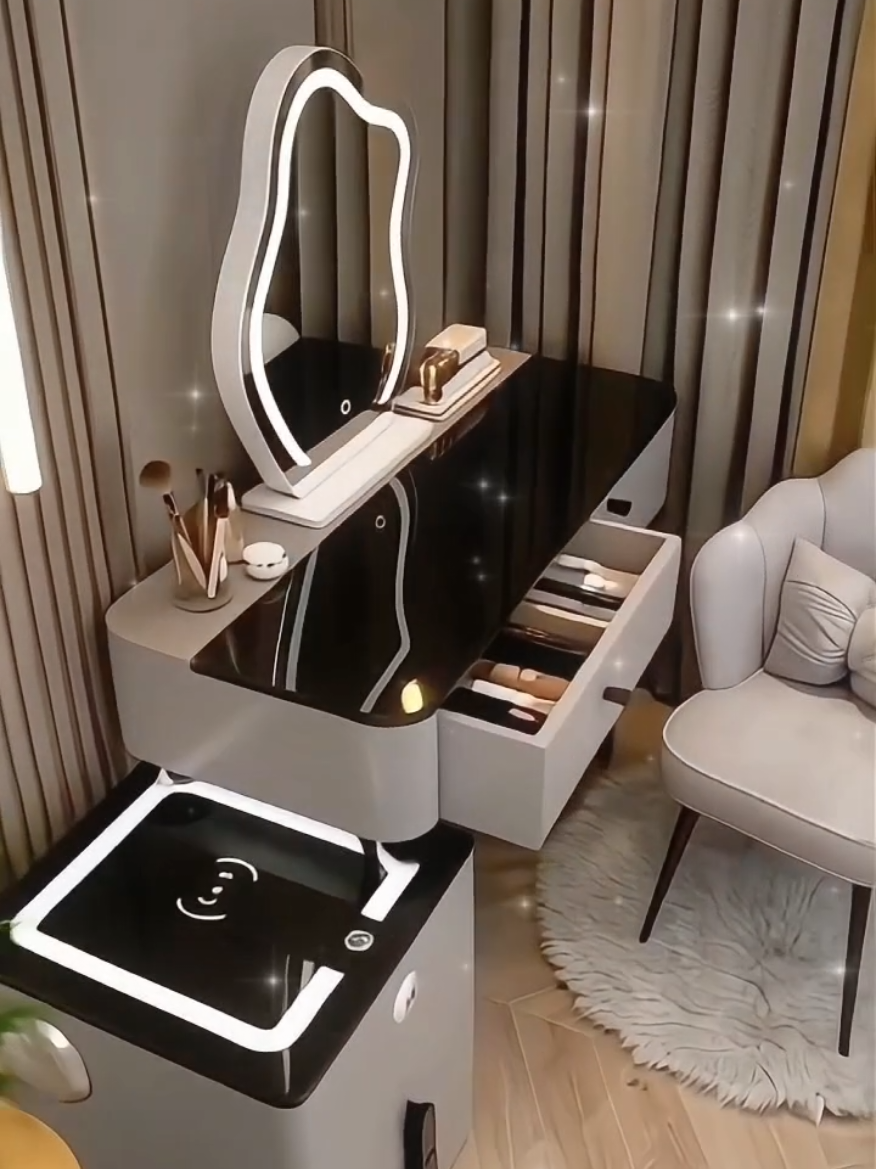 Bàn trang điểm thế hệ mới – đậm chất tinh tế. Tích hợp sạc không dây, ngăn chứa siêu thông minh!
