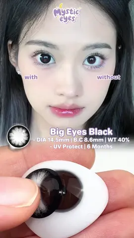 Sisters yang punya banyak putih mata, wajib coba Big Eyes Black, efek pembesar mata dari softlens ini bener-bener keren!👀🖤 #mysticeyes #softlens #contactlens #softlensmurah #softlensrekomendasi #softlensnatural #softlenscantik #fyp 