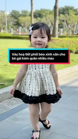 Váy hoạ tiết phối bèo xinh xắn cho bé gái kèm quần nhiều màu #thoitrangtreem #fyp #trending #xuhuong #vaybegai 