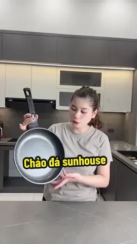 Chảo đá Sunhouse nấu bếp gas & bếp Hồng ngoại . K dùng cho bếp từ #chaodachongdinh #sunhouse #viral 