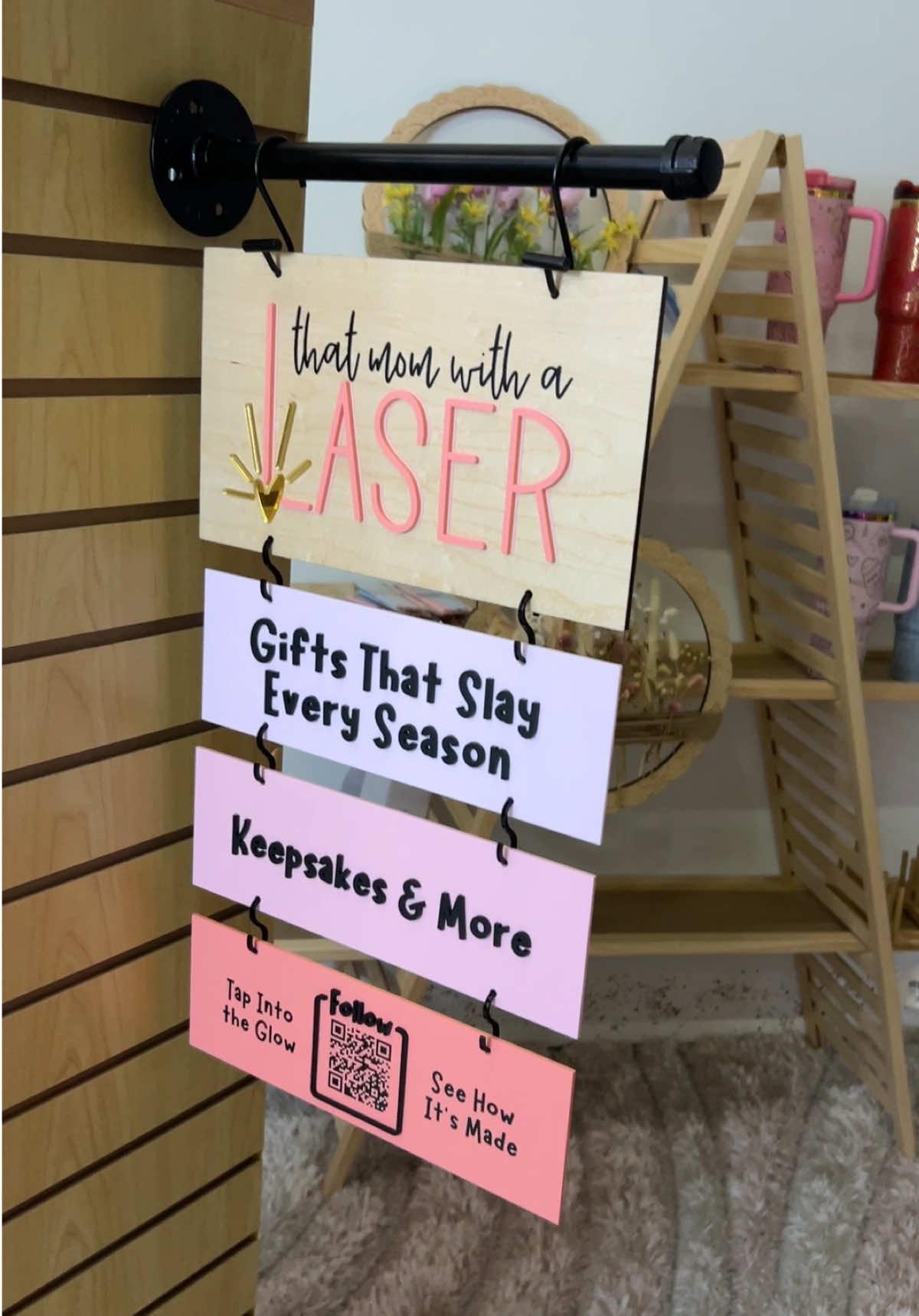 ✨ Full-on boutique prep mode over here! ✨ From UV printing to laser cutting to final assembly, this hanging sign got the full treatment.  I can’t wait to see it up in my Painted Tree booth! What do you think? Would you stop and take a peek if you saw this hanging in a boutique? 👀 #shopsmall #SmallBusiness #giftshop #lasercutting #uvprinting @Painted Tree Boutiques  @eufyMake @AeonLaserUSA 
