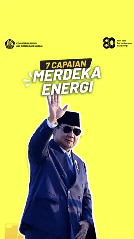 7 CAPAIAN MERDEKA ENERGI! Tahukah #SobatEnergi? Ketahanan energi adalah pondasi penting bagi pembangunan nasional yang berkelanjutan. Pemerintah berkomitmen menjaga pasokan energi agar selalu tersedia, terjangkau, dan andal, melalui diversifikasi sumber energi, inovasi teknologi, serta kebijakan yang mendorong penggunaan sumber daya secara bertanggung jawab. Semua langkah ini membawa Indonesia menuju sistem energi yang tangguh dan mandiri. Yuk, bersama wujudkan ketahanan energi! ✨ #EnergiUntukIndonesia #SetahunBerdampak #MerdekaDariKegelapan