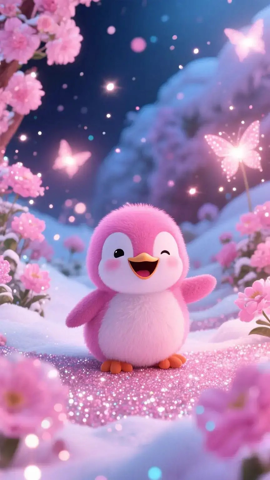 Cute Pink baby Penguin wallpaper ideas 🩷🎀  #fypシ #foryou #foryoupage #pink #wallpaperaesthetic 